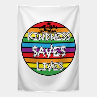 Kindness Saves Lives Rainbow Sunset Tapestry