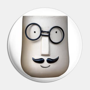 Goggles, a mask man with skewiff glasses Pin