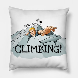 Rock Climber Reaching Pillow