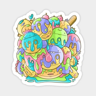 Cute Tutti Frutti Ice Cream Doodle Magnet