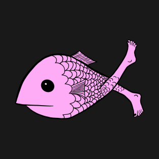 Pink Fish with Human Feet Unique Design T-Shirt