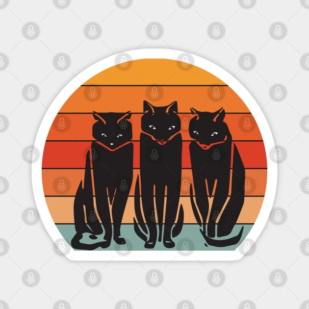 Three retro black cats Magnet by grafart