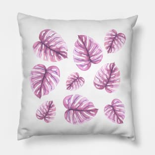 Pink monstera leaves Pillow