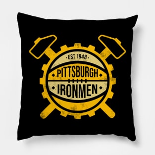 Retro Distressed Pittsburgh Ironmen Defunct Basketball Design Pillow