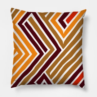 Stripes Pattern Red Orange Brown Abstract Art Pillow