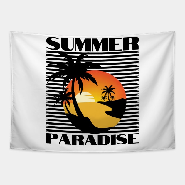 Summer Paradise. Summertime, Fun Time. Fun Summer, Beach, Sand, Surf Retro Vintage Design. Tapestry by That Cheeky Tee