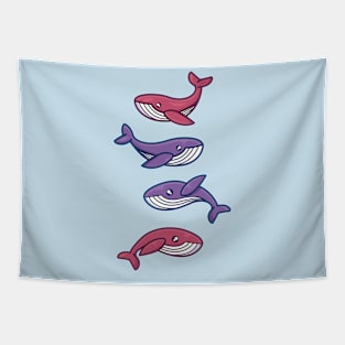 happy whale family design Tapestry