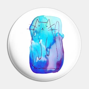 Ombre Purple Blue Watercolor Cat Pin