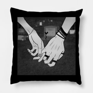 Graveyard Stroll Print B&W Pillow