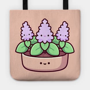 Kawaii Illustration of a Cute Hyacinth Houseplant in a Pot | Cute Kawaii Potted Plant Design Tote