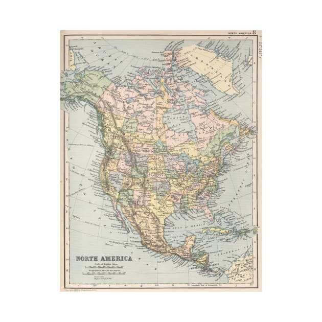 Vintage Map of North America (1892) by Bravuramedia