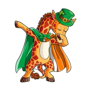 Dabbing Giraffe St Patricks Day Men Leprechaun Irish T-Shirt