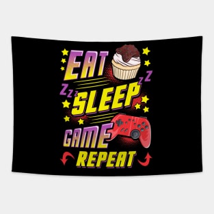 Funny Eat Sleep Game Repeat Gamer Gaming Tapestry