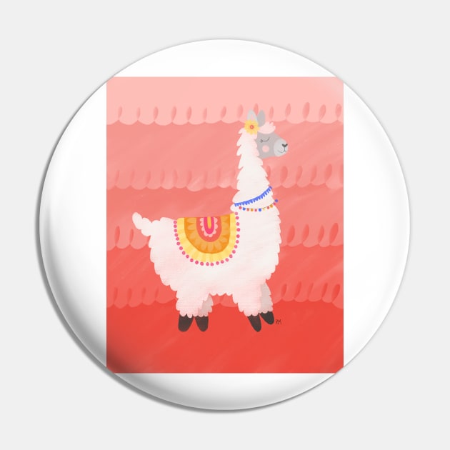 Happy Llama Pin by RuthMCreative