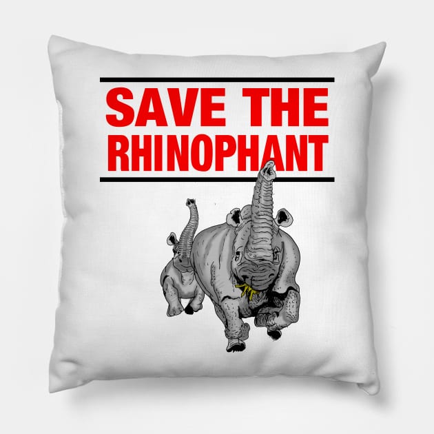 Save the Rhinophant Pillow by Johanmalm