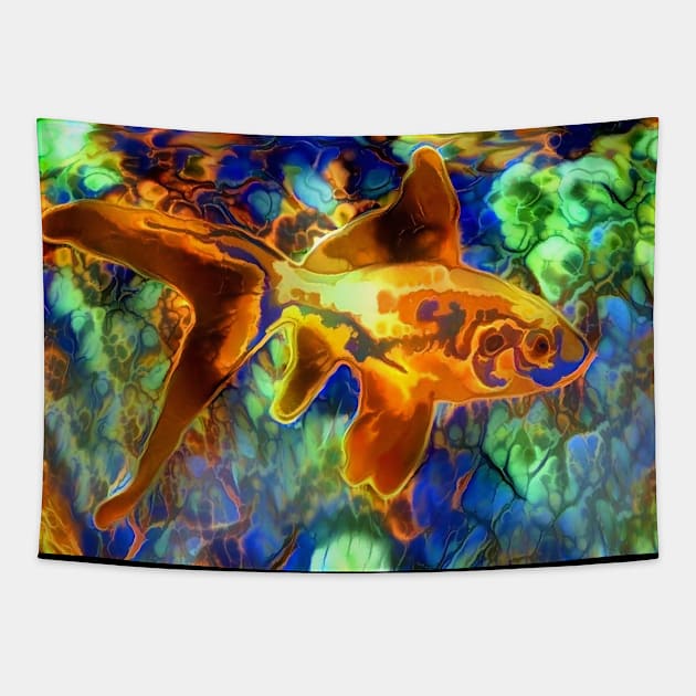 Golden Fish Tapestry by rolffimages