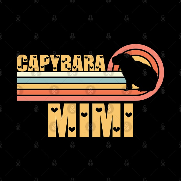 Vintage Retro Sunset Capybara Mimi by Vixel Art