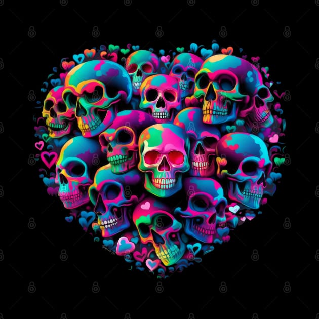 Neon Skull Head Art design #2 by Farbrausch Art