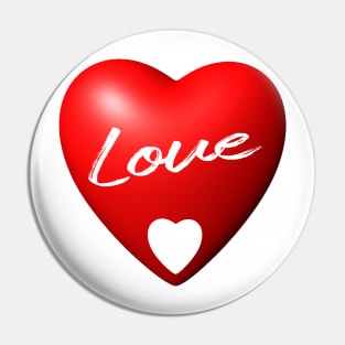 Love in a 3D red heart Pin