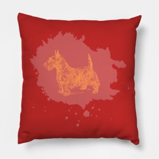 Terracotta Orange Scottie Dog Splash Pillow