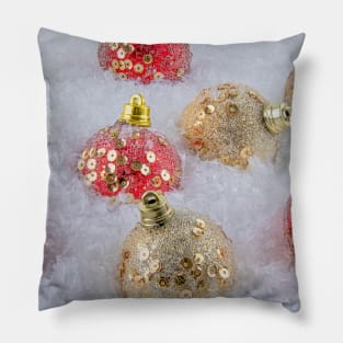 Red and Gold Christmas baubles Pillow