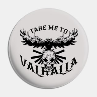 Valhalla Design with skull and crow Pin