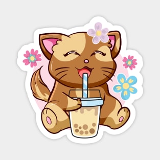 Boba Cat Tea Neko Girl Teen Bubble Kawaii Anime Japanese Magnet