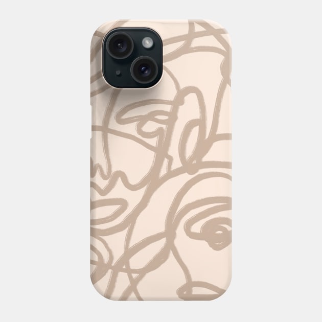 Figures Abstract Face Pattern Boho Earthy Phone Case by Trippycollage