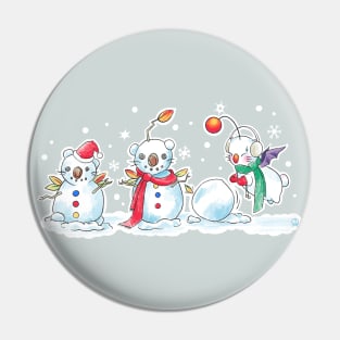 Moogle Winter Fun - Final Fantasy Cute Holiday Snowman Design Pin