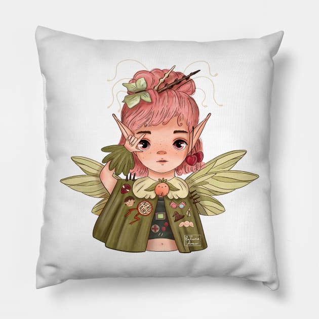 Nerd Fairy Girl Pillow by la'lunadraw