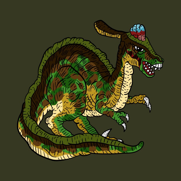 dinosaur, green dino illustration. angry rex. by JJadx