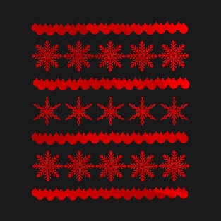 Red Christmas Snowflake Design T-Shirt