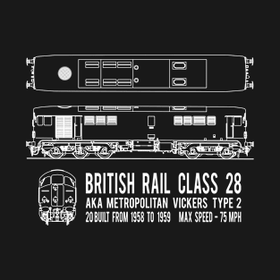 British Rail Class 28 Metro-Vick Type 2 Locomotive Train Blueprint Diagram Gift T-Shirt