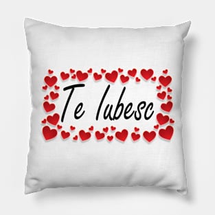 Te Iubesc I Love You Romanian Dragoste Cute Red Hearts Pillow