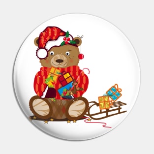 little bear with Santa hat Pin