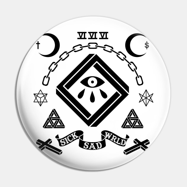 Sick Sad World on White Pin by SWAMPMEAT