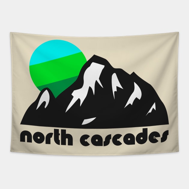 Retro North Cascades ))(( Tourist Souvenir National Park Design Tapestry by darklordpug