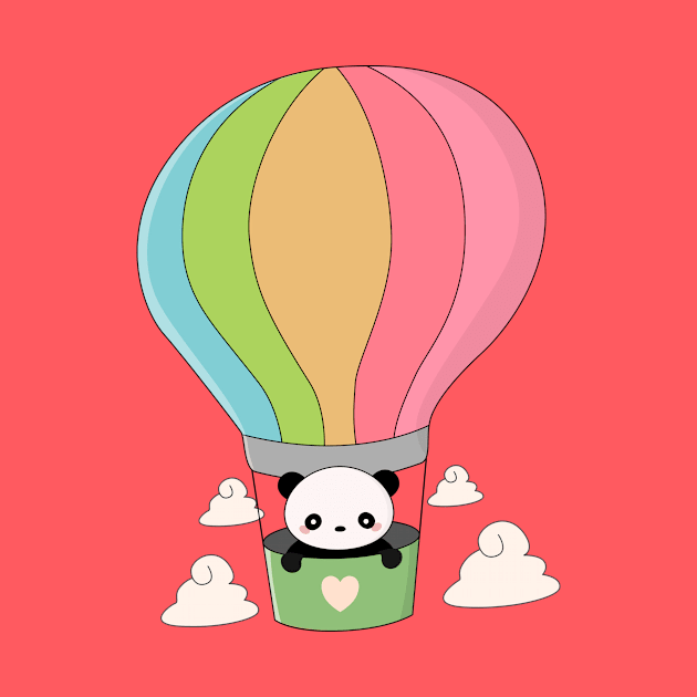 Kawaii Hot Air Ballon Panda T-Shirt by happinessinatee