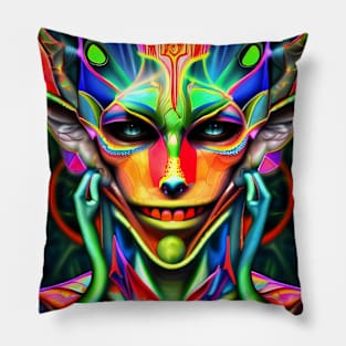 Transdimensional Elf (7) - Trippy Psychedelic Art Pillow