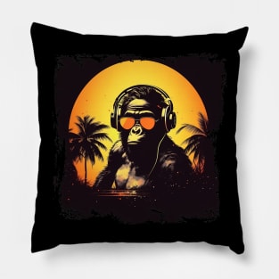 Cool summer monkey ape dj design Pillow