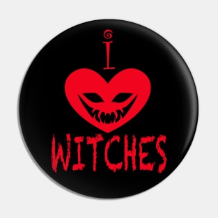 I Heart Witches Pin