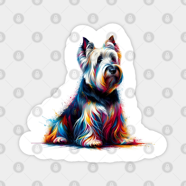 Dignified Skye Terrier in Colorful Splash Art Style Magnet by ArtRUs