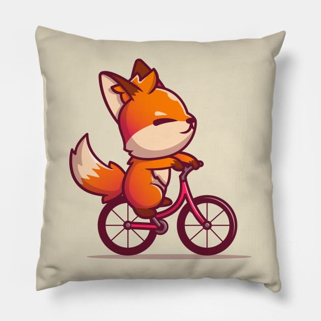 Cute Fox Riding Bike Pillow by Catalyst Labs