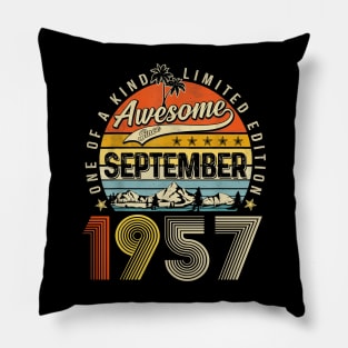 Awesome Since September 1957 Vintage 66th Birthday Pillow