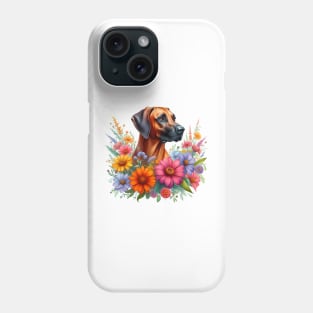 An Rhodesian Ridgeback decorated with beautiful colorful flowers. Phone Case