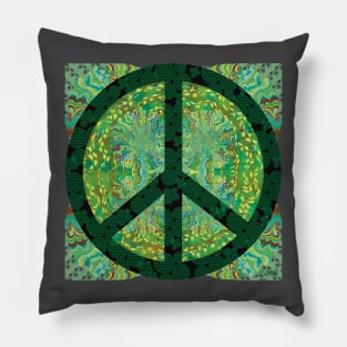 Peace Sign with Green flower of life symbols Pillow