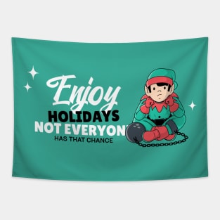 Happy Holidays Funny Christmas Elf Tapestry