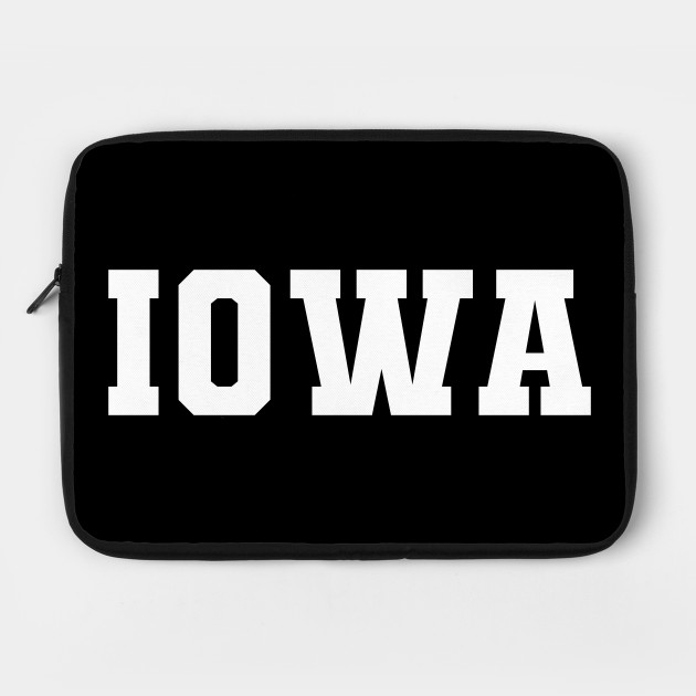 'IOWA' white varsity text - Iowa - Laptop Case | TeePublic AU