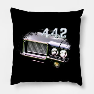 Oldsmobile 442 1970s American classic muscle car elements with emblem Pillow