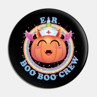 ER Boo Boo Crew Nursing Halloween Kawaii Unicorn Pumpkin Nurse (or is it a Cute Alicorn Pumpkin?) Costume Pin